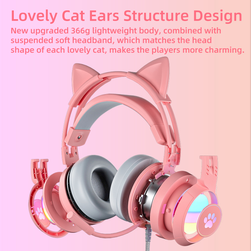 Pc Gaming Pink - Casque de jeu rose pour PC,