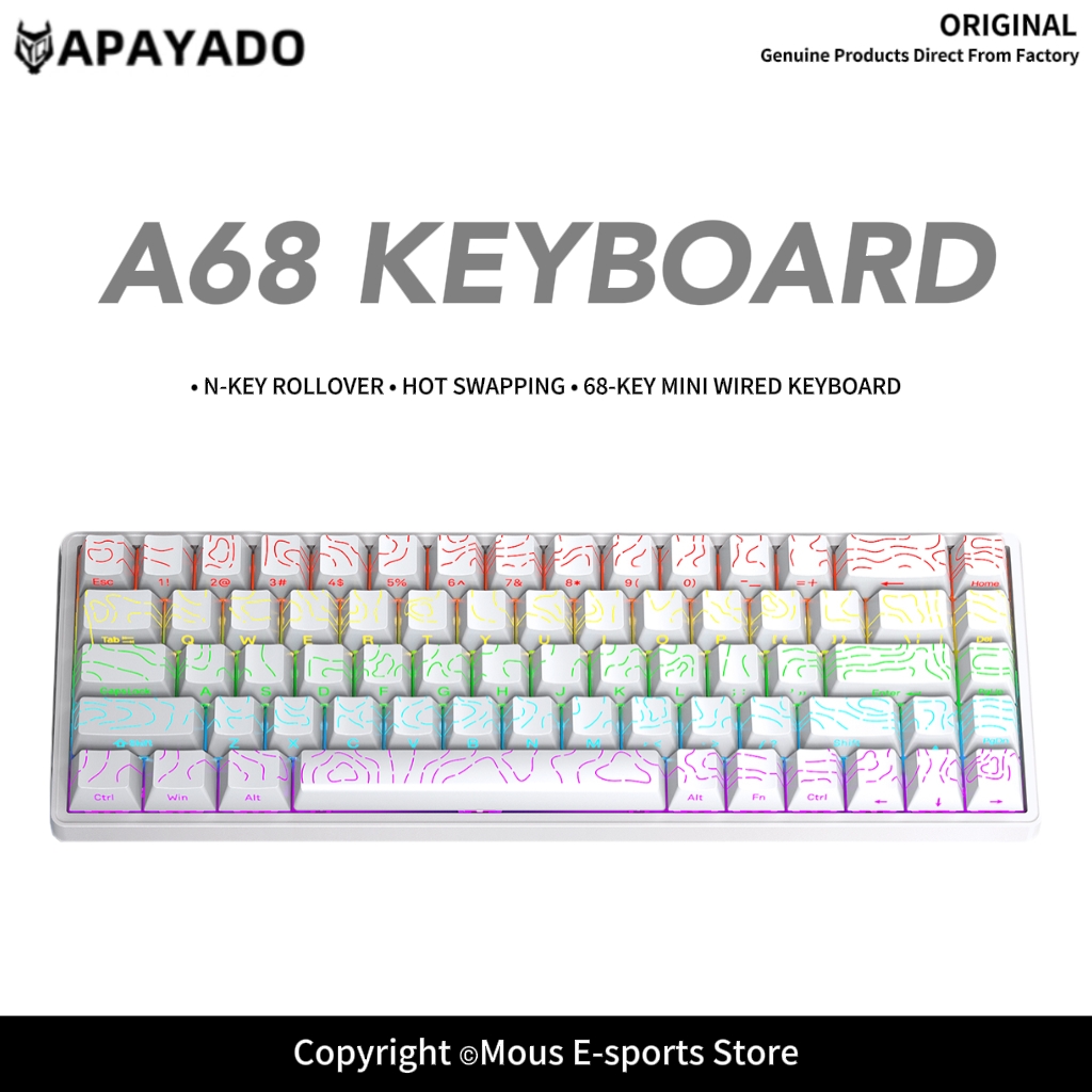 Pc Gaming Pink - Clavier mécanique filaire APAYADO A68, clavier